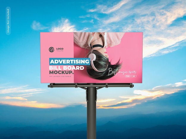 Maqueta de banner de cartelera al aire libre