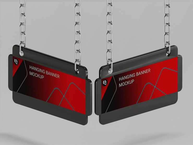 PSD maqueta de banner colgado en el psd