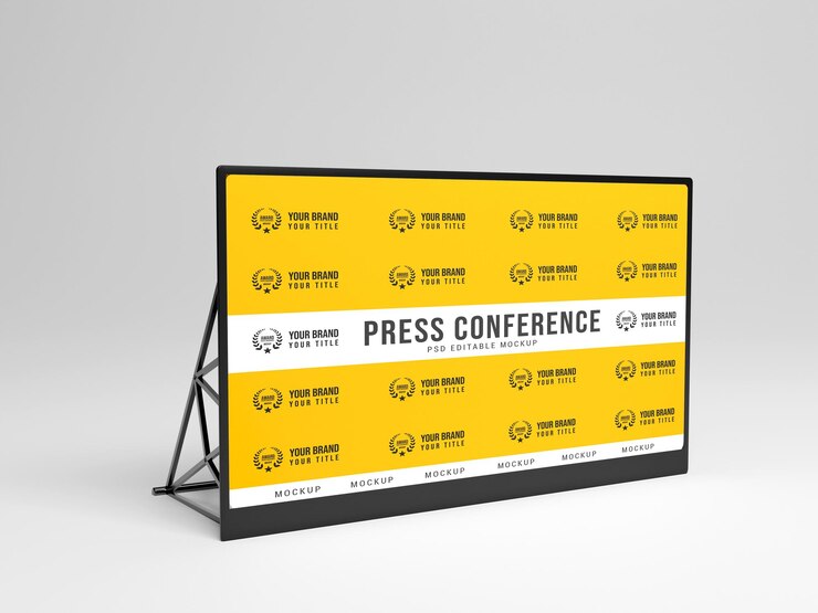 Maqueta de banner de conferencia de prensa
