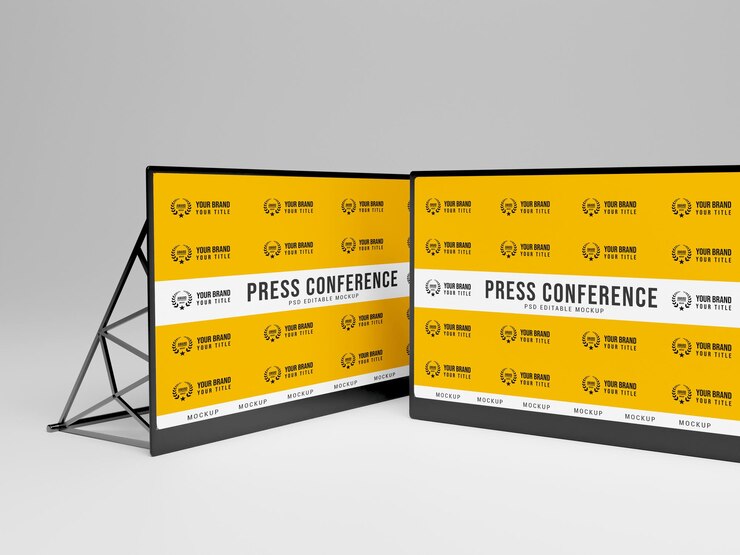 Maqueta de banner de conferencia de prensa