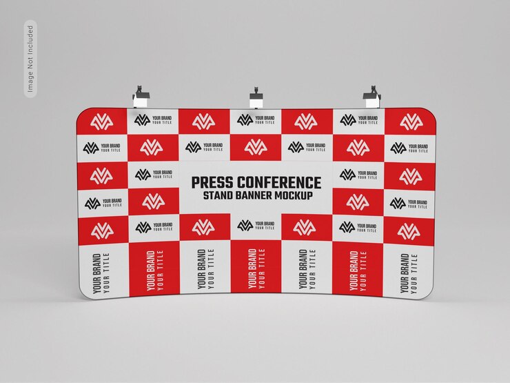 Maqueta de banner de conferencia de prensa