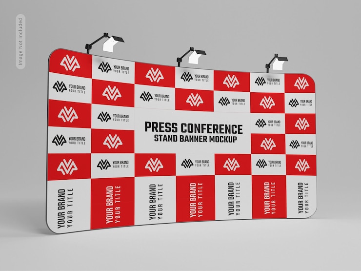 Maqueta de banner de conferencia de prensa