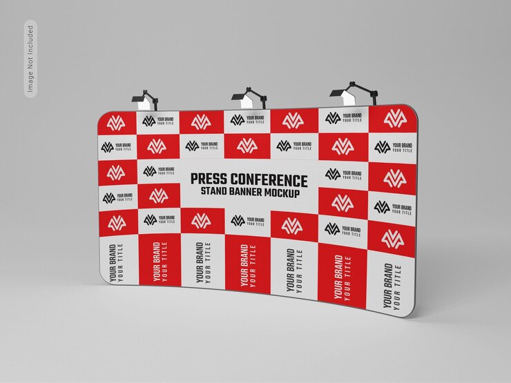 Maqueta de banner de conferencia de prensa