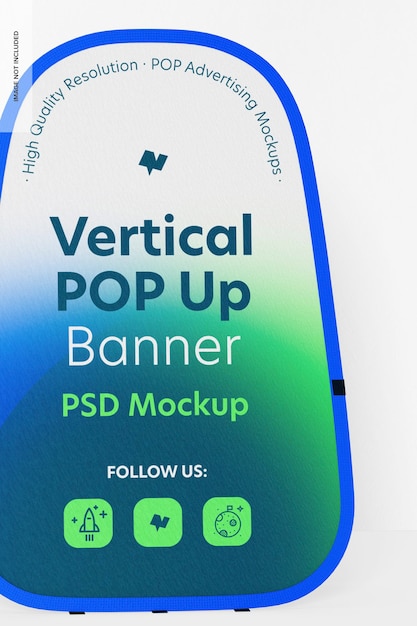 PSD maqueta de banner emergente vertical, primer plano