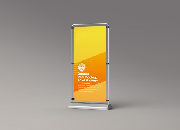 Maqueta de banner enrollable de publicidad de pie