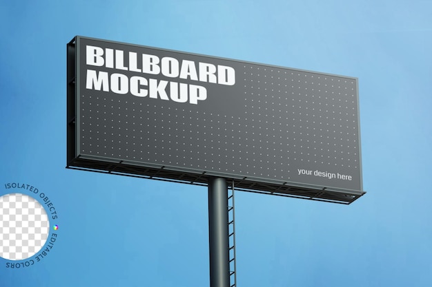 Maqueta de banner de lienzo de cartelera de anuncio comercial al aire libre de la ciudad en cielo azul con árboles aislados