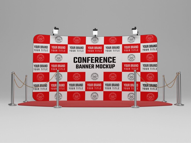 Maqueta de banner de pared de conferencia de prensa