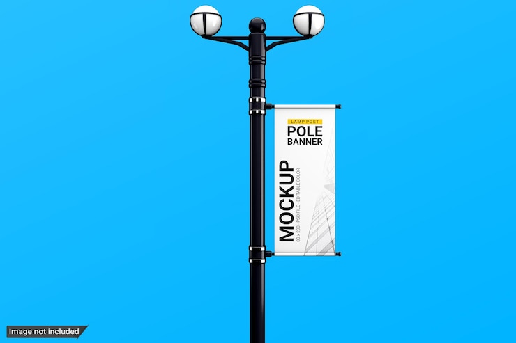 PSD maqueta de banner de poste de lámpara