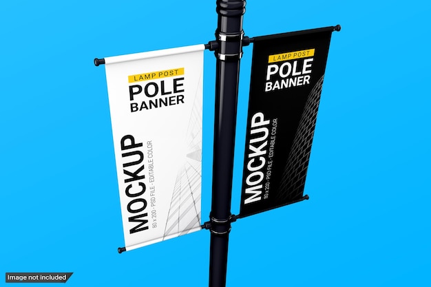 PSD maqueta de banner de poste de luz