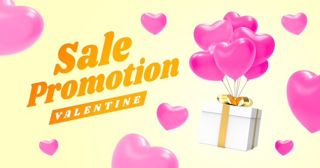 Maqueta de banner de promoción de compras de san valentín