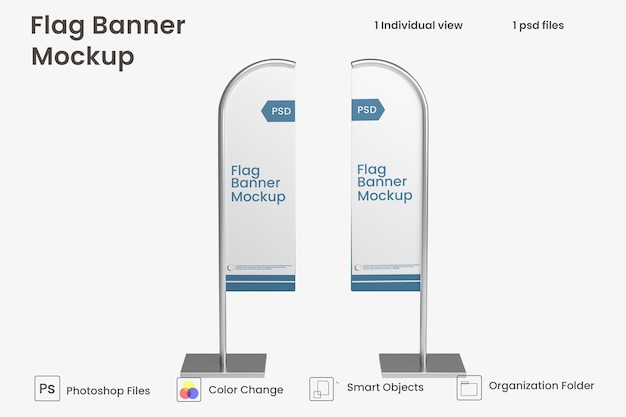 Maqueta de banners de bandera de plumas psd premium