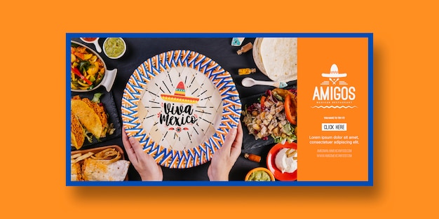 PSD maqueta de banners de comida con concepto de mexico