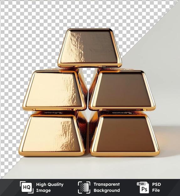 maqueta de barras de oro apiladas en un fondo aislado
