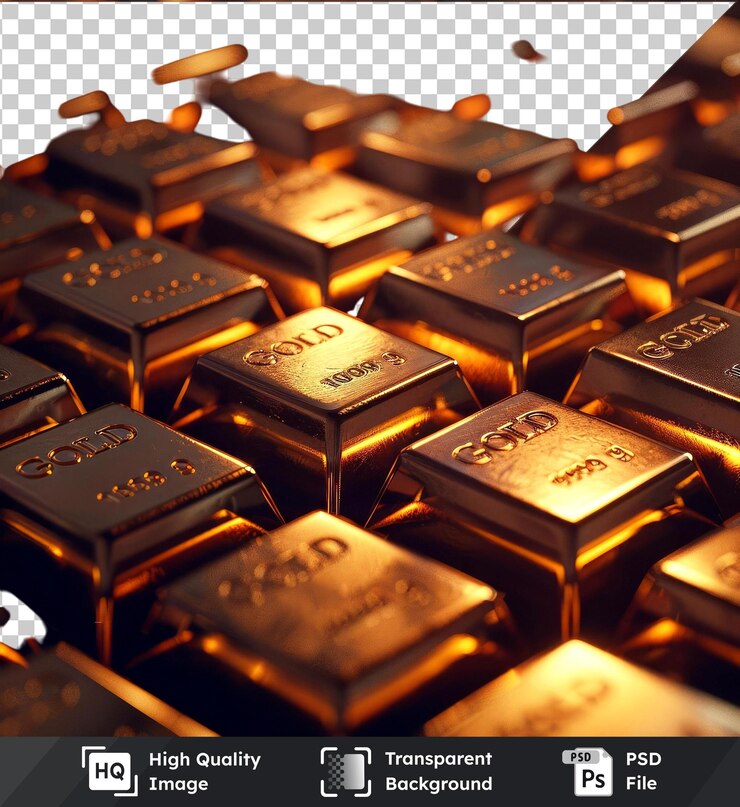 PSD maqueta de barras de oro apiladas en formato psd de calidad premium