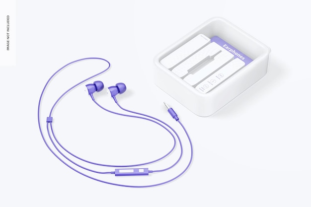 PSD maqueta de blister de auriculares, perspectiva