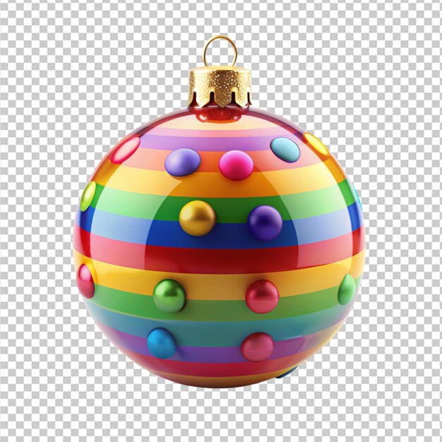 PSD maqueta de bola de navidad colorida en un fondo transparente