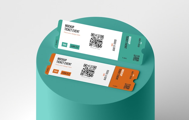 PSD maqueta de boleto de papel con código qr