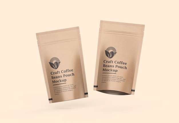 Maqueta de bolsa de bolsa de café de papel artesanal
