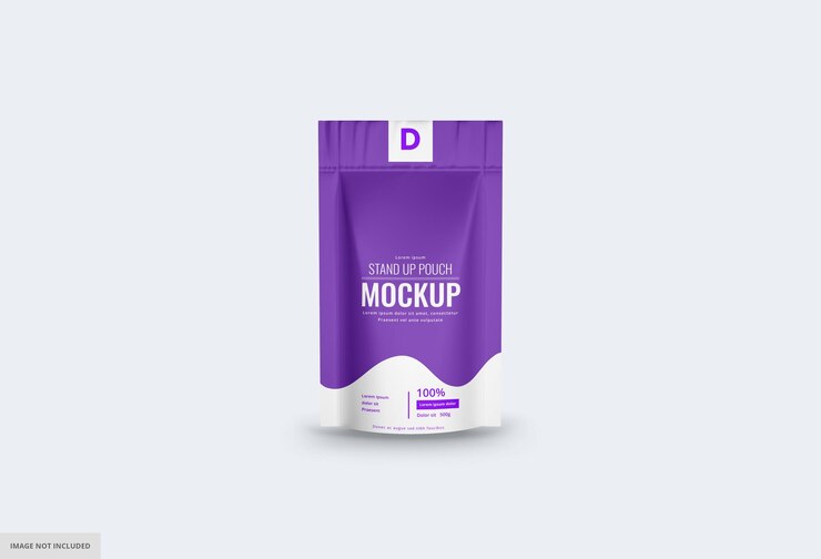 Maqueta de Bolsa de Café con Bolsa de Papel Plástico Mate Morado Blanco
