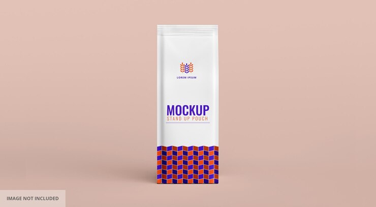 Maqueta de bolsa de café con bolsa de sello de plástico mate frontal