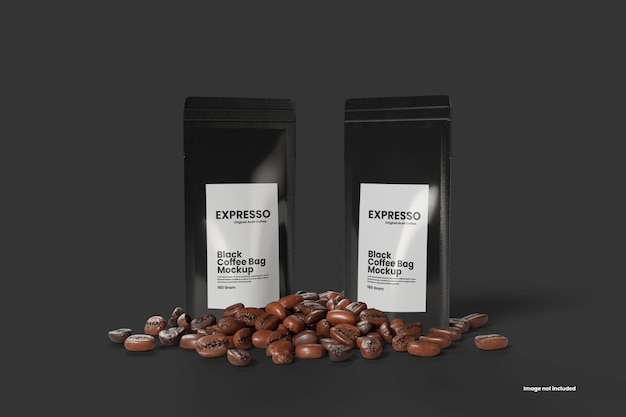 Maqueta de bolsa de café negro