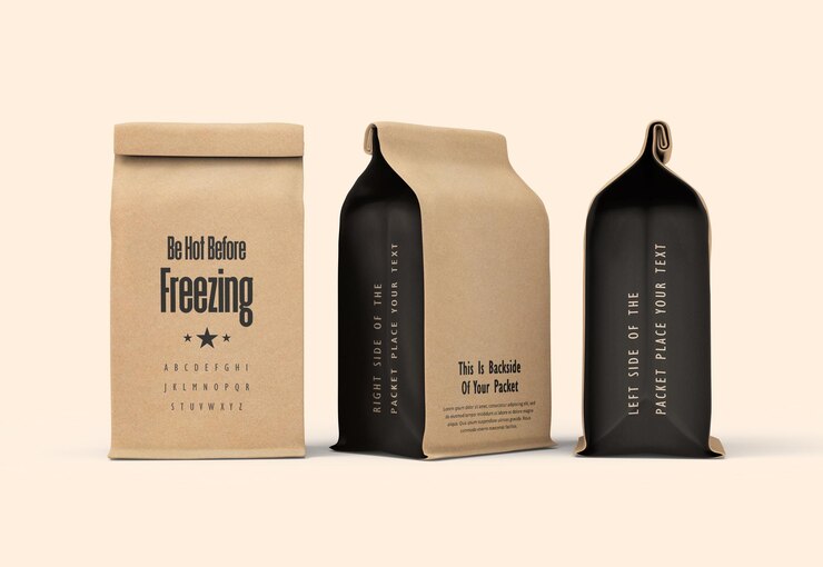 Maqueta de bolsa de café de papel artesanal