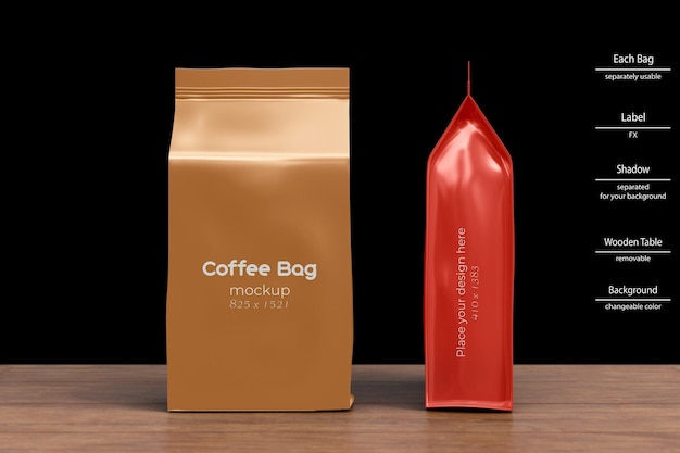 PSD maqueta de bolsa de café