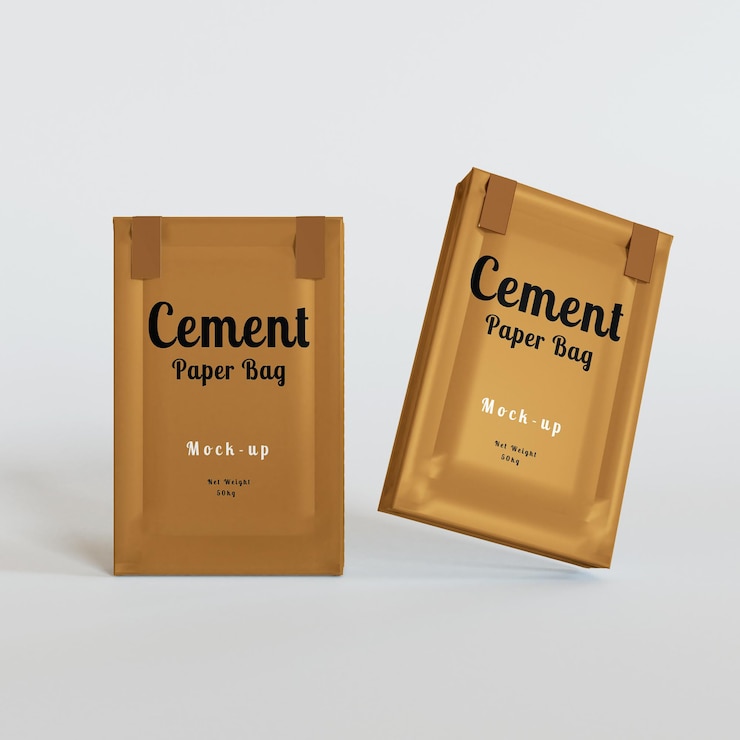 Maqueta de bolsa de cemento de papel