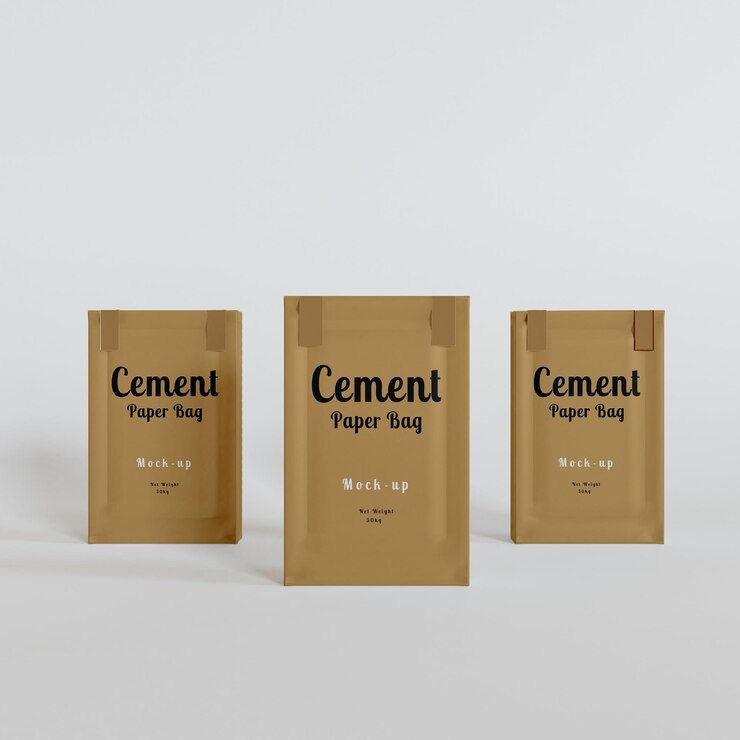 Maqueta de bolsa de cemento de papel