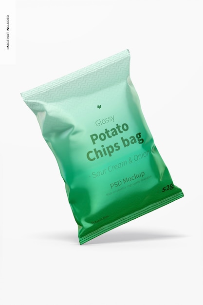 Maqueta de bolsa de chips brillantes