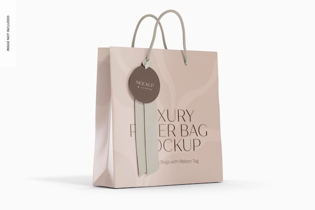 Maqueta de Bolsa de la Compra con Etiqueta de Cinta, Vista Izquierda