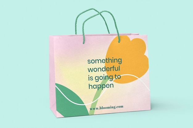 Maqueta de bolsa de compras floral para la marca empresarial