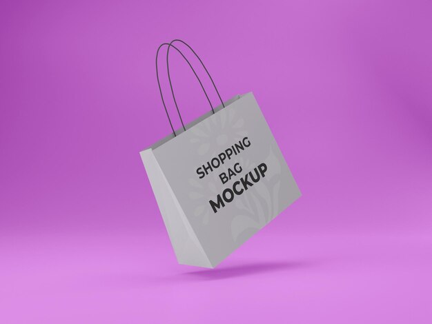 Maqueta de bolsa de compras personalizable de alta calidad renderizada en 3D con fondo rosa