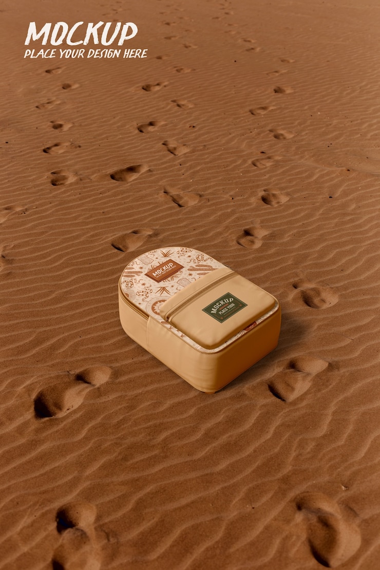 PSD maqueta de bolsa en el desierto