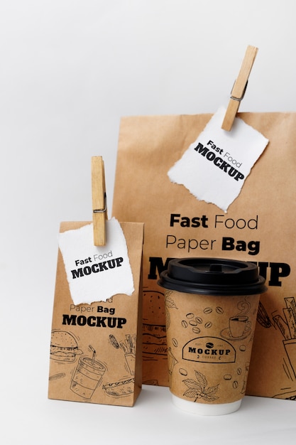 Maqueta de bolsa de papel para comida rápida