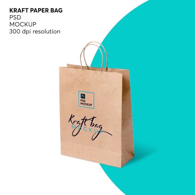 Maqueta de bolsa de papel de compras Kraft