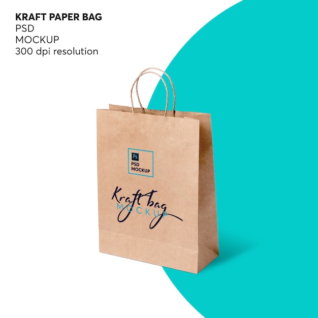 PSD maqueta de bolsa de papel de compras kraft