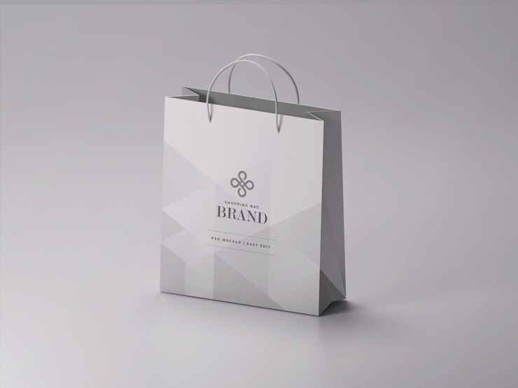 Maqueta de bolsa de papel para las compras