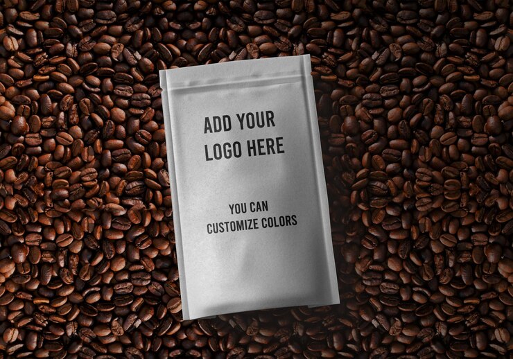 PSD maqueta de bolsa de papel para envases de café en formato psd