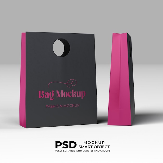 Maqueta de bolsa de papel negro psd