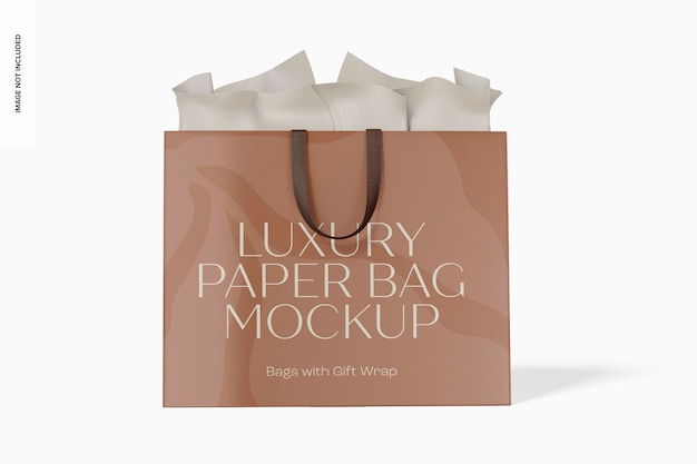 Maqueta de Bolsa con Papel de Regalo, Vista Frontal