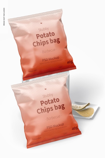 PSD maqueta de bolsa de patatas fritas rechonchas