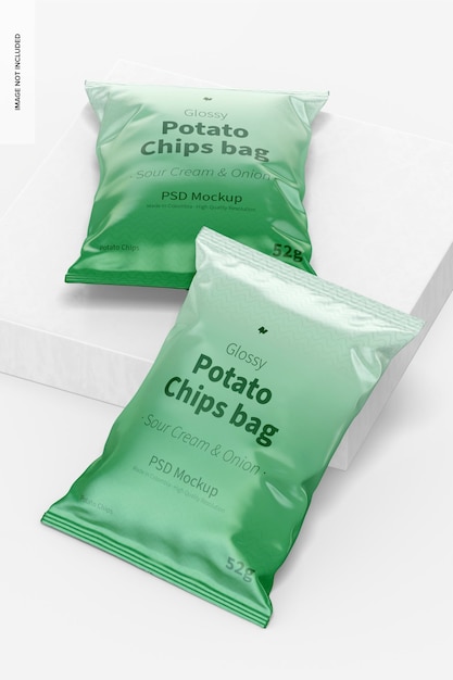 Maqueta de bolsas de chips brillantes
