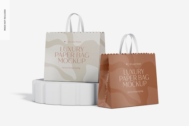 Maqueta de bolsas de compras troqueladas