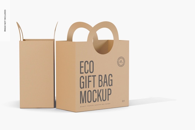PSD maqueta de bolsas de regalo ecológicas, vista lateral e izquierda