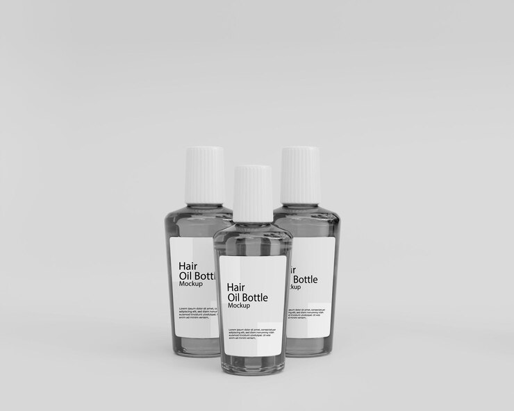 Maqueta de botella de aceite de cabello realista 3d