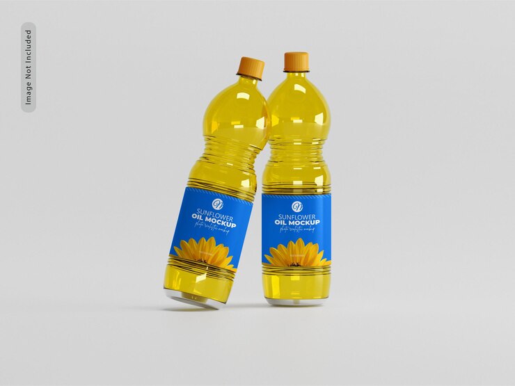 Maqueta de botella de aceite de girasol