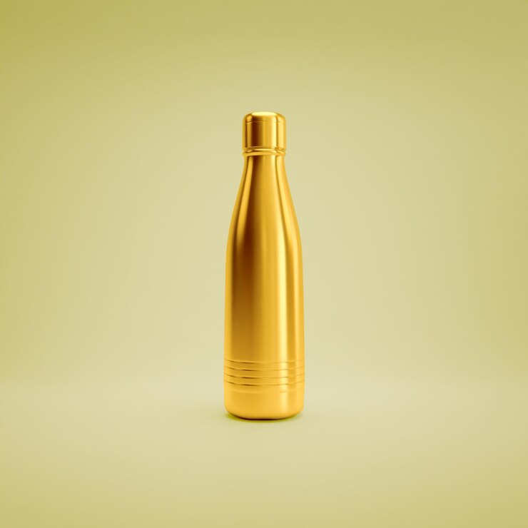 PSD maqueta de botella de agua larga de psd color oro