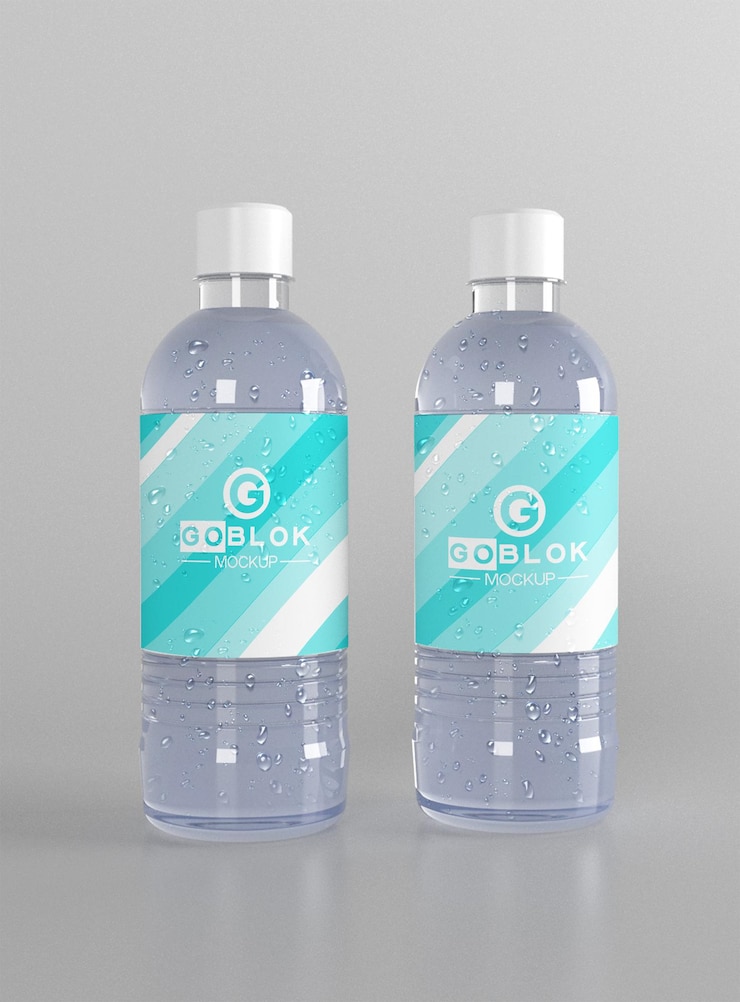 maqueta de botella de agua mineral aqua