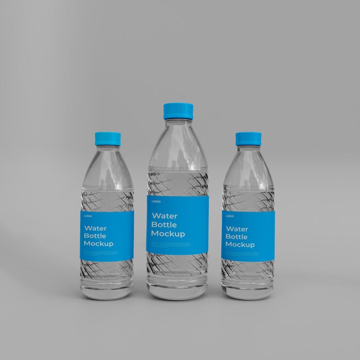 Maqueta de botella de agua realista 3d